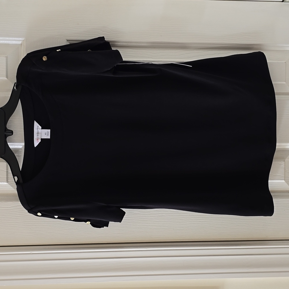LIZ CLAIBORNE BRAND WOMEN'S BLACK SHORT SLEEVE TOP SIZE XS